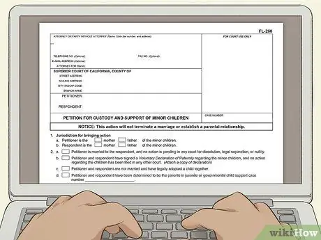 Заявление на получение алиментов в Калифорнии, шаг 2