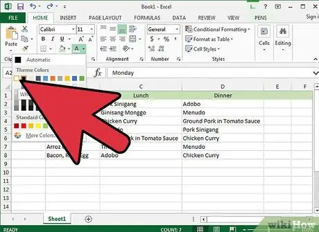 Создайте семейный план питания в Excel, шаг 15