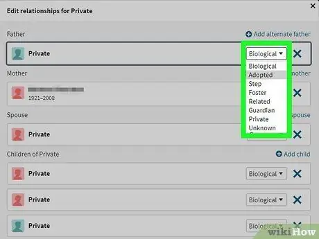 Изменить семейные отношения на Ancestry.com Шаг 6