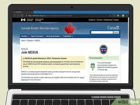 Получите членство в NEXUS Шаг 1