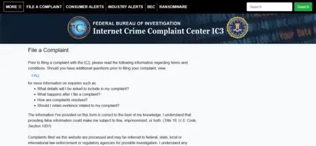 Центр жалоб на Интернет-преступления (IC3) File a Complaint
