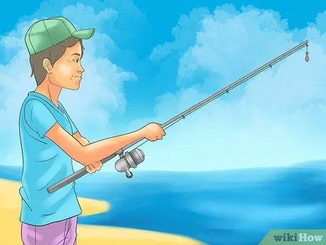Заброс с удочкой для серфинга на пляже, шаг 3