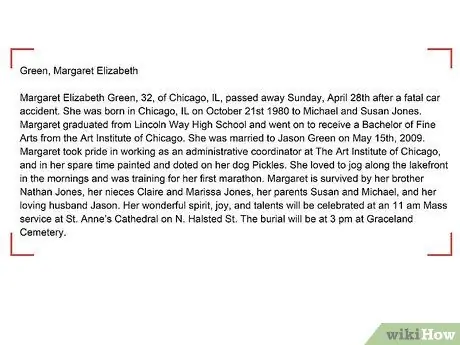 Напишите некролог похоронной программы Шаг 14