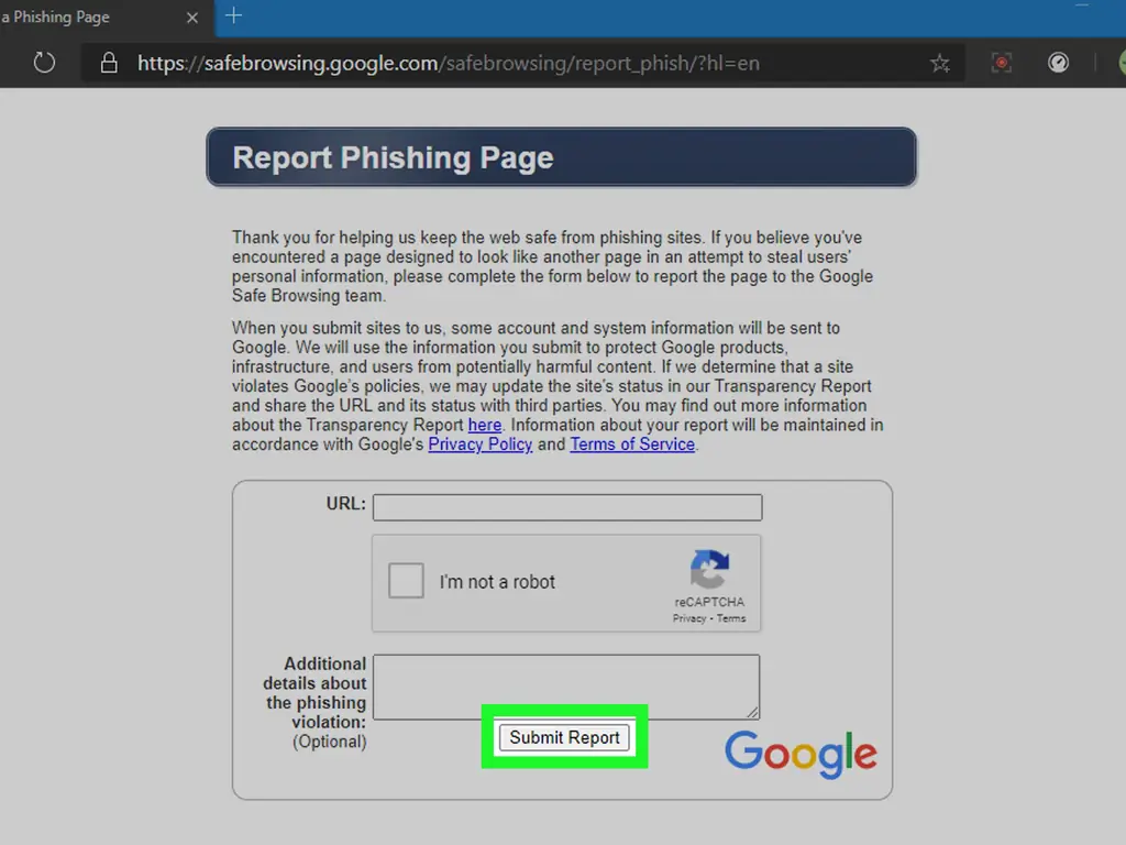 Как сообщить о веб-сайте (мошенничестве, фишинге, вредоносном ПО и т. Д.)