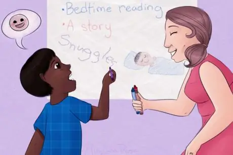 Веселый мальчик и терапевт пишут идеи перед сном