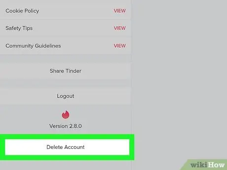 Удаление учетной записи Tinder Шаг 11