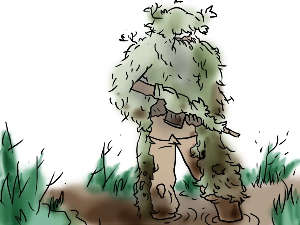 Как преследовать в костюме Ghillie (3D камуфляж) (с изображениями)