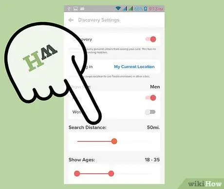 Отрегулируйте расстояние поиска Tinder Шаг 3