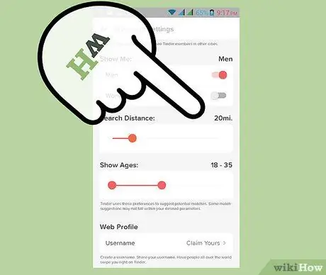 Отрегулируйте расстояние поиска Tinder Шаг 5