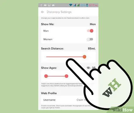 Отрегулируйте расстояние поиска Tinder Шаг 6