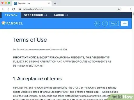 Используйте приложение FanDuel Fantasy Sports, шаг 1