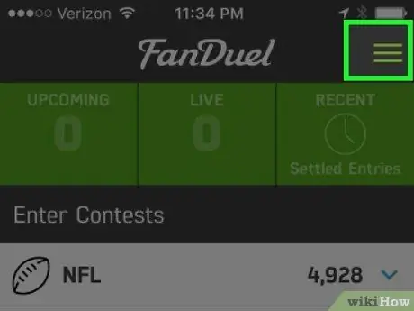Используйте приложение FanDuel Fantasy Sports, шаг 7
