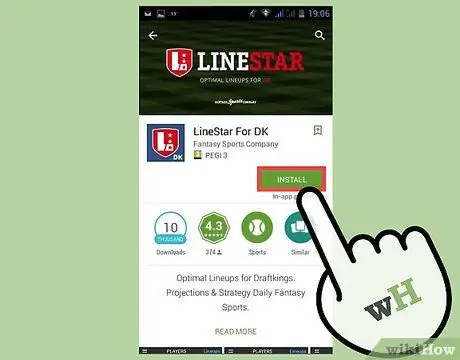 Используйте приложение DraftKings Fantasy Sports, шаг 1