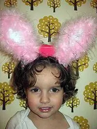 Двухлетний ребенок атакует безвкусными кроличьими ушками