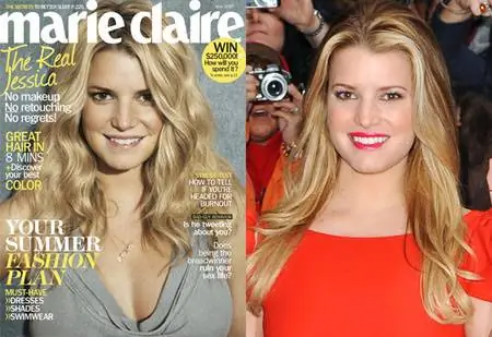 Джессика Симпсон на обложке Marie Claire - и с большим количеством макияжа