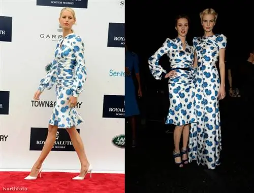 Каролина Куркова слева, модели справа. Вырез платья очень сложный!