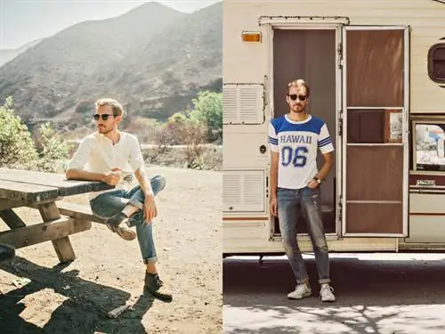 Спортивные майки и свободные летние рубашки также можно найти в гардеробе Тима Мелидео