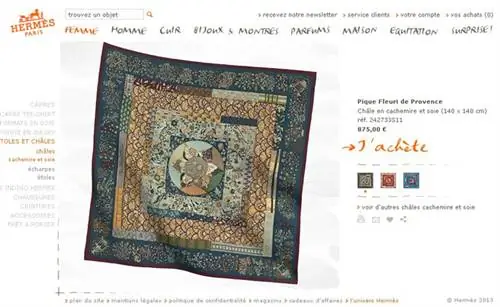Шарф Hermés во французском интернет-магазине бренда…