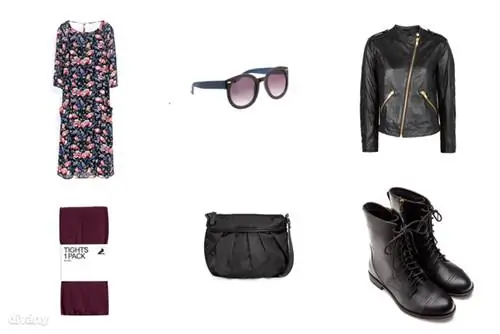 Платье - 14 995 форинтов (Zara), кожаная куртка - 29 995 форинтов (Mango), чулки - 1 290 форинтов (H&M), обувь - 13 995 форинтов (Bershka), солнцезащитные очки - 3 995 форинтов (Parfois), сумка - 5 595 форинтов (Mango)