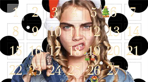 Адвент-календарь с Карой Делевинь из журнала Love Magazine. Нажмите на фото и календарь откроется!