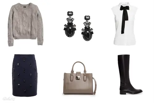 Свитер - 5990 HUF (H&M), блузка - 6990 HUF (H&M), юбка - 6900 HUF (F&F), серьги - 6995 HUF (Mango), сумка - 17995 HUF (Mango), сапоги - (Zara)