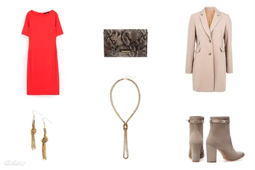 Платье - 13995 HUF (Zara), пальто - 12900 HUF (F&F), ожерелье - 1990 HUF (H&M), серьги - 1790 HUF (H&M), сумка - 7495 HUF (Parfois), ботильоны - 19995 HUF (Stradivarius)