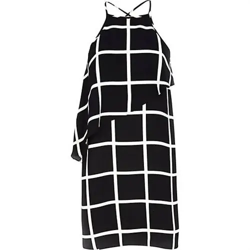 Это нормально - чувствовать себя лучше всего в черном, но летом попробуйте что-нибудь немного контрастное, например, этот черно-белый ремешок-спагетти и асимметричный предмет одежды. 60 долларов, Ривер-Айленд