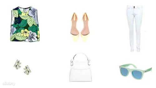 Топ - 7995 форинтов (Zara), брюки - 6900 форинтов (F&F), серьги - 14,08 евро (Asos), солнцезащитные очки - 21,13 евро (Minkpink/Asos), сумка - 6995 форинтов (Mango), туфли - 3995 форинтов (Stradivarius)