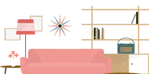 Внутренняя архитектура 1950-х годов в целом характеризовалась модернизмом, открытыми, светлыми жилыми помещениями и веселой мебелью