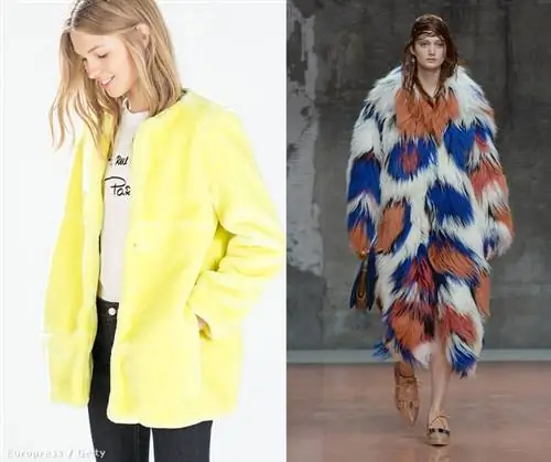 Нажмите на изображение, чтобы увидеть другие версии! Слева направо: Topshop Unique, Roksanda Ilincic, желтая шуба Zara из искусственного меха, 22 995 форинтов, пальто Marni на подиуме