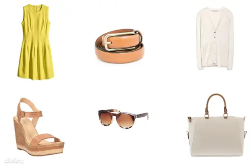 Платье - 9990 HUF (H&M), кардиган - 7995 HUF (Zara), ремень - 6995 HUF (Mango), солнцезащитные очки - 3595 HUF (Stradivarius), сумка - 8995 HUF (Stradivarius), туфли - 10900 HUF (CCC)