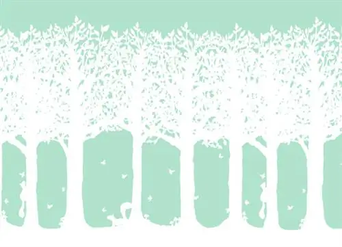 Снежные деревья на мятно-зеленом фоне