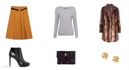 Пальто - 17 900 форинтов (F&F), свитер - 13 900 форинтов (F&F), юбка - 9 995 форинтов (Zara), серьги - 1 695 форинтов (Parfois), сумка - 25,71 евро (Asos), ботильоны - 15 995 форинтов (Mango)