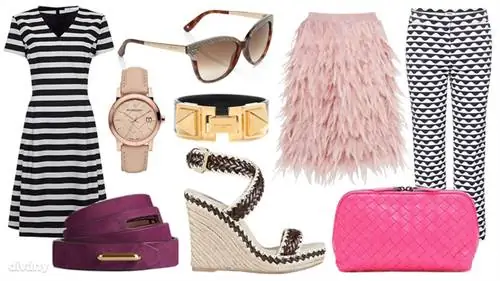 Платье Hugo Boss, 300 фунтов стерлингов, фиолетовый пояс Buberry, 295 фунтов стерлингов, часы Burberry, 350 фунтов стерлингов, солнцезащитные очки Jimmy Choo, 305 фунтов стерлингов, браслет Saint Laurent, 345 фунтов стерлингов, высокие каблуки Tory Burch, 300 фунтов стерлингов, юбка DKNY Feather, 300 фунтов стерлингов, Issa Брюки - 295 фунтов стерлингов, розовый клатч Bottega Veneta - 340 фунтов стерлингов