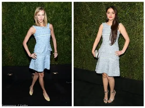 Сначала мы покажем вам синее твидовое платье