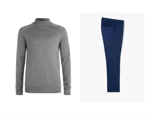 Водолазка - 22 фунта стерлингов (Topman), брюки - 6995 форинтов (MangoOutlet)