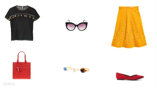 Топ - 29 фунтов стерлингов (Topshop), солнцезащитные очки - 2995 форинтов (Stradivarius), юбка - 9995 форинтов (H&M), сумка - 8995 форинтов (Parfois), кольца - 3595 форинтов, туфли - 29,95 евро (Promod) Топ - 29 фунтов стерлингов (Topshop), солнцезащитные очки - 2995 форинтов (Stradivarius), юбка - 9995 форинтов (H&M), сумка - 8995 форинтов (Parfois), кольца - 3595 форинтов, туфли - 29,95 евро (Promod)