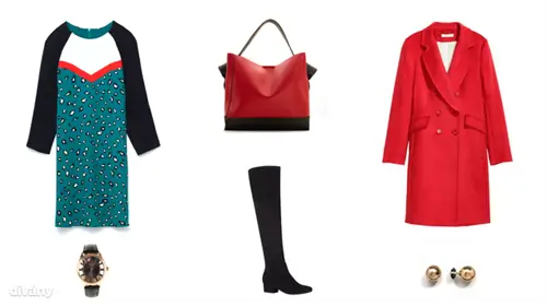 Платье - 9995 HUF (Zara), сумка - 11995 HUF (Mango), пальто - 29990 HUF (H&M), часы - 8995 HUF (Parfois), сапоги - 12900 HUF (F&F), серьги - 10 фунтов (Asos)