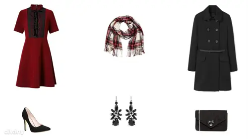 Платье - 9290 форинтов (F&F), шарф - 2990 форинтов (H&M), куртка - 29995 форинтов (Mango), туфли - 8190 форинтов (CCC), серьги - 2290 форинтов (Parfois), сумка - 38 фунтов стерлингов (Asos)