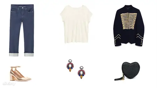 Джинсы - 9990 форинтов (Mango), футболка - 3990 форинтов (H&M), куртка - 24995 форинтов (Zara), туфли - 9995 форинтов (Stradivarius), серьги - 2795 форинтов (Mango), сумка - 4995 форинтов (Pull&Bear)