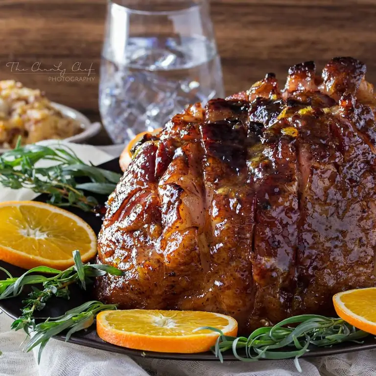 Бурбон-Горчица-Апельсин-Глассированная Ветчина-1