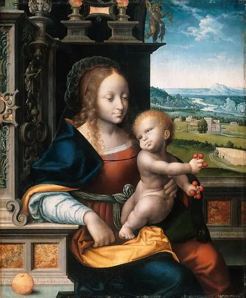 Joos_van_Cleve_-_Kirschenmadonna_(Gemäldegalerie, _Berlin)