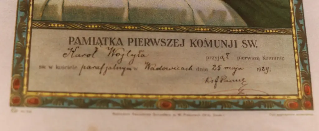 Образ Каролы Войтылы z okazji pierwszej Komunii świętej Образ Каролы Войтылы z okazji pierwszej Komunii świętej