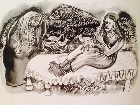 Зайнаб и ведьма из книги Дениса Джонсона-Дэвиса «Байки из Судана». Иллюстрация Махмуда Сейфа Аль-Ислама