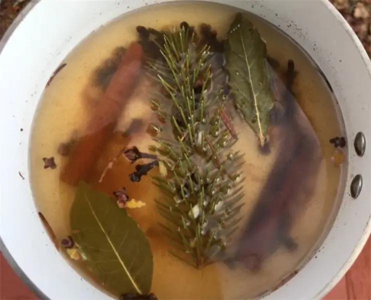 Сосновая бухта, корица, гвоздика, апельсиновая корка, кастрюля на медленном огне, языческое колдовство, праздник, сделай сам