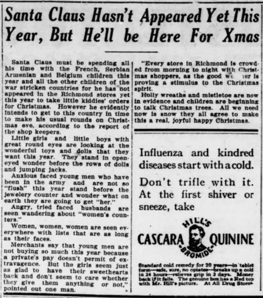 Рождество во время пандемии: США в декабре 1918 года